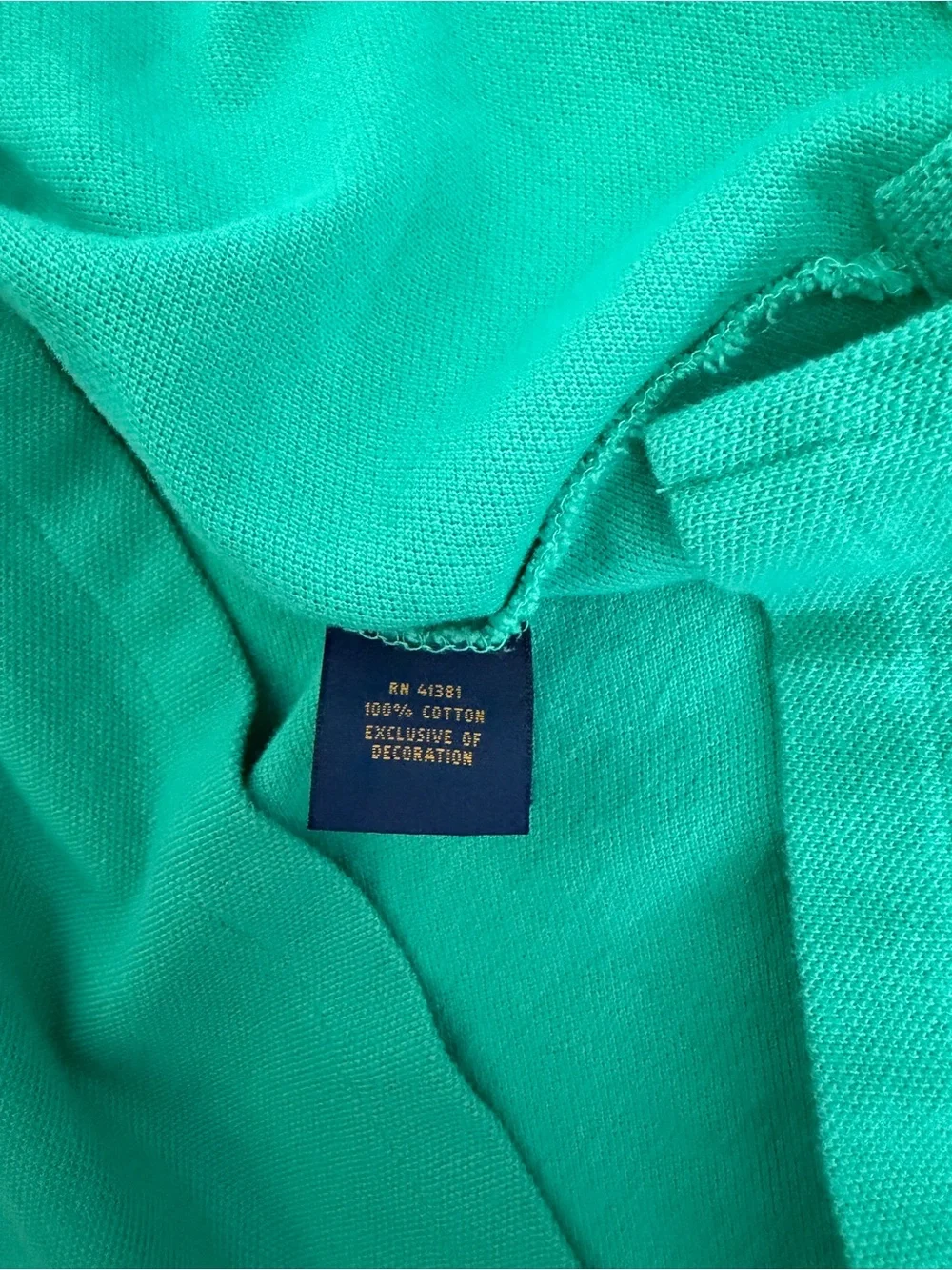 Ralph Lauren mens Polo shirt in green with purple logo Large